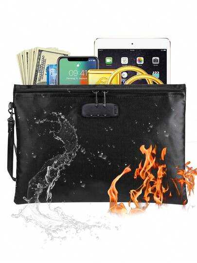 Fireproof Document Bag With Lock Fire Resistant Bag For Money Passport Portable Security Pouch Cash Certificates Valuables