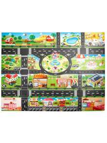 1pc Large Non-Woven City Traffic Game Mat, Waterproof & Moisture-Proof, Interactive Road Map, Suitable For Children's Toy Cars, Room Decor, Educational Tool, Christmas Gift (Accessories Random)