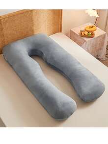 1pc Removable & Washable U-Shaped Pregnancy Pillow Cover (Cover Only)