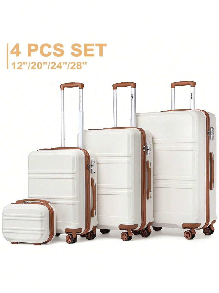 4/2-Piece Luggage Set With Cosmetic Case – Lightweight Hard-Shell Suitcases Made Of ABS+PC With TSA Lock & 360° Double Wheels – 20" Carry-On & 24"/28" Checked Luggage – Stylish Travel Suitcase For Holidays, Business Trips & Gifts – YKK Zipper - 米色 - 查看 1