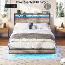 Full/Queen/King Size Floating Bed Frame With RGB LED Lights, Modern Platform Design With Smart Storage Headboard And Built-In Type-C & USB Charging Ports - View 9
