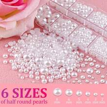 2700pcs Flat Pearl Set, 1 Box Flat White Small Semi-Round Pearls With Pickup Pen And Tweezers, For Graduation Cap Decoration DIY And Handcraft - 12-grid Resin Pearls - View 2