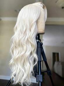 Platinum Blonde 13x4 HD Transparent Body Wave Lace Front Wigs Human Hair Ready To Wear 250 Density Glueless Wigs Human Hair Pre Plucked With Baby Hair Brazilian White Colored Water Wave Lace Frontal Wigs For Women - 米色 - 查看 7