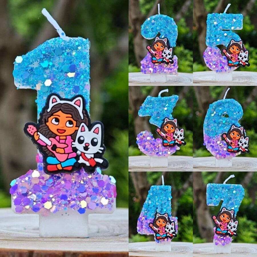 Hasbro 3D可爱卡通数字蜡烛，儿童生日派对，生日蛋糕蜡烛，婴儿派对礼品 - 彩色 - 查看 1