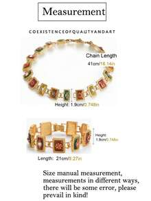 Conjunto de joyería vintage con acabado envejecido de collar y pulsera de cobre chapado en oro de 18K con diseño geométrico cuadrado de esmalte en relieve, accesorios para bodas