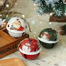 1PCS Vintage Iron Art Pendant Snowman Santa Claus Bell Christmas Tree Decoration