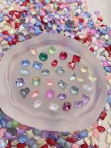 30/50/100颗混合彩色尖底水钻，仙女珠宝盒，奢华美甲水钻装饰，闪亮水晶不对称美甲钉，适合春夏美甲