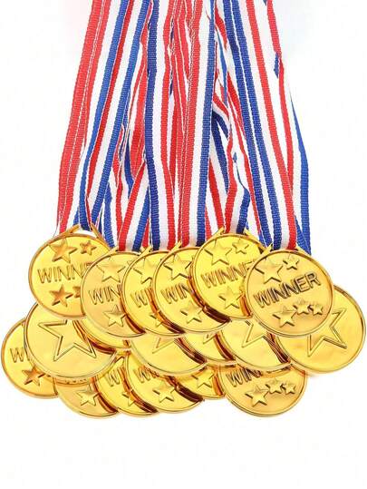 1 قطعة/10 قطع/15 قطعة/20 قطعة/25 قطعة - ميداليات بلاستيكية ذهبية للزينة في عيد الميلاد، ميداليات لحفل الرياضة والمنافسات والعروض الفنية وحفلات التهجئة وحفلات عيد الميلاد، هدايا وجوائز للفصل الدراسي والعودة إلى المدرسة