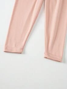 6pcs/Set Girls Thermal Lined Long Sleeve Top And Pants Pajama Set, Solid Color Children Underwear, Autumn/Winter - Multicolor - View 10