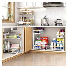 PXRACK 1 Pack Under Sink Organizer,Adjustable Height,2 Tier Pull Out Under Cabinet Organizer,Slide Out Thickened Metal Under Sink Storage For Kitchen Bathroom Laundry Cabinet Pantry,WhiteS - Nhiều màu - Xem 5