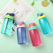 Taza de alimentación de  de 480ML, botella de agua a prueba de fugas con pajita, portátil, para viaje, gimnasio, Camping, botella para beber jugo para niños - Morado - Ver 7