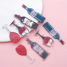 Christmas Wine Charms, 4/8 Pcs Euro-American Style Wine Bottle Glass Acrylic Pendants For DIY Earrings & Necklaces.