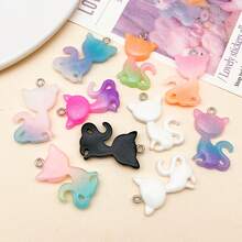 10 buc pandantive cu rășină mixtă aleatorie, în două tonuri, cu gradient de pisici, pentru brățări, coliere și cercei DIY - Consumabile pentru realizarea de bijuterii fine, cu formă drăguță de pisică, pentru decorare artizanală lucrată manual