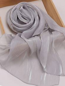 女士柔软欧根纱闪光穆斯林头巾披肩，秋冬新品 - 彩色 - 查看 13