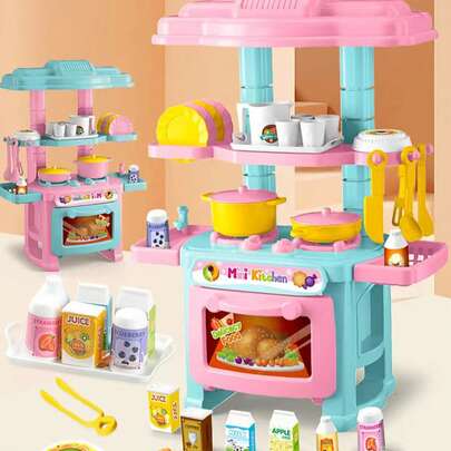 1 Bộ đồ chơi nhà bếp tương tác bằng chất liệu ABS dành cho trẻ em, mô phỏng bếp xào, đồ chơi giáo dục, đồ chơi tiệc tùng, quà tặng sinh nhật (Màu ngẫu nhiên)