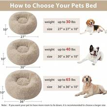 Cozy Self-Warming Faux Fur Donut Cuddler Round Plush Pet Bed (20 X 20 X 8 Inch, Light Pink) - màu nâu - Xem 10