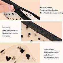 3 piezas Bolsa de maquillaje minimalista y de alta calidad, mini y portátil con forma de corazón acolchado, bolsa de almacenamiento para lápiz labial y brochas de maquillaje, organizador de maquillaje pequeño con forma de corazón transparente, regalos para mujeres, regalos de Navidad, ideas de regalo para mujeres - Negro - Ver 3