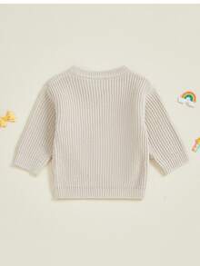 Suéter de MardiGras para niña pequeña con lazo bordado, cuello redondo, manga larga, tops de punto grueso - Albaricoque - Ver 7