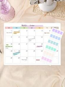 Cahier de planificateur mensuel non daté, calendrier hebdomadaire vierge, 11,4" X 14,7", convient comme cadeau pour hommes et femmes, accessoire de bureau, décoration de pièce - Multicolore - Voir 2