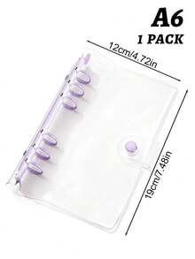 Transparent Candy‑Color A6 PVC 6‑Ring Binder Cover – Lightweight Refillable Planner Shell (No Paper Included),School Supplies,Back To School - Multicolor - View 14