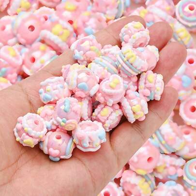 10颗15毫米粉色梦幻少女树脂珠，可用于家居装饰、珠帘、风铃、剪贴簿、手链、项链、装饰材料、串珠工艺用品