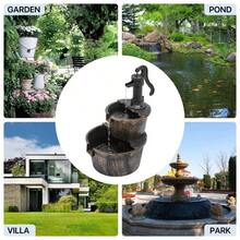 Outdoor Water Fountains, 27" Tall 2-Tier Barrel And Pump Waterfall Fountain And Pump For Outdoor Patio Garden Backyard Decking, 11 L Water - 銅色 - 查看 10