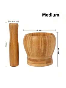 1/2 Set Bamboo Garlic Crusher & Grinder - Manual Handheld Garlic Crusher, Portable Hand Tool For Crushing Garlic, Ginger, And Spices - High-Quality Bamboo Fresh Herb And Ingredient Crusher, Spice Grinder | Natural Wood Design | Wooden Grinder, Garlic Crusher - Bamboo Wood Color - View 3