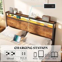 Full/Queen/King Size Floating Bed Frame With RGB LED Lights, Modern Platform Design With Smart Storage Headboard And Built-In Type-C & USB Charging Ports - Xem 5