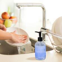2-Pack Glass Soap Dispenser - 400ml UV Protection Refillable Bottles With Black Rust-Proof Pump For Hand Soap, Lotion, Oil, Kitchen & Bathroom Essentials - trong suốt - Xem 9