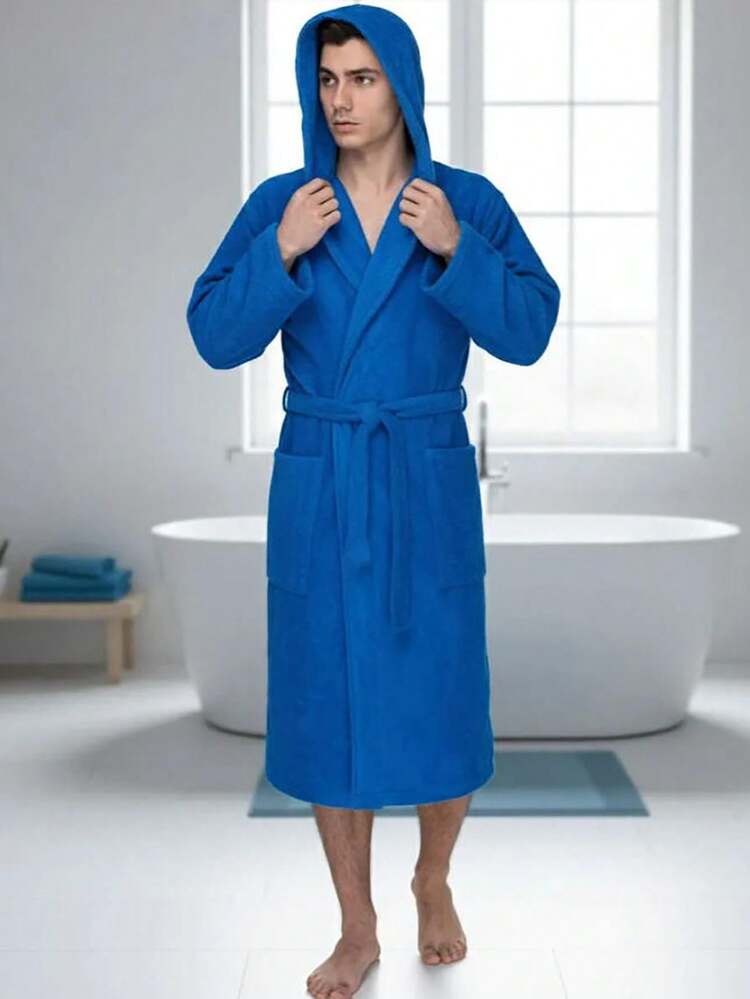 1 pieza Bata de baño unisex de unicolor, bata de hotel, se puede usar como toalla, bata, con capucha o solapa, disponible en varios colores, adecuada para el hogar, hotel, baño, fiesta, piscina, picnic, todas las estaciones, decoración del baño, regalo, bata de baño, accesorios de baño, regalo del Día de San Valentín - bata de baño de lana coral - Añade 11