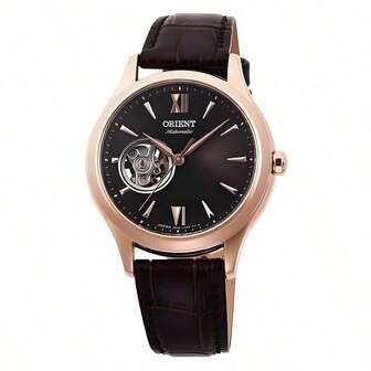 Orient Women's Automatic Watch Classic Mechanical Made In Japan Automatic, Open Heart Brown, Dial Color - Brown Classic Ladies Watch RA-AG0023Y10B