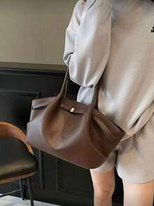 Nuevo bolso de mano de invierno de gran capacidad, bolso casual y sencillo para mujeres, bolso de hombro de gran capacidad, de moda, de debajo del brazo, bolso de compras, bolso retro multifuncional para ir y venir, bolso de hombro de un solo hombro con tela de PU, espacio interior espacioso, correa de hombro cómoda en línea, cierre magnético adecuado para mujeres, estudiantes universitarios, trabajo, ir y venir, viajes de negocios, un bolso de gran capacidad y alta apariencia