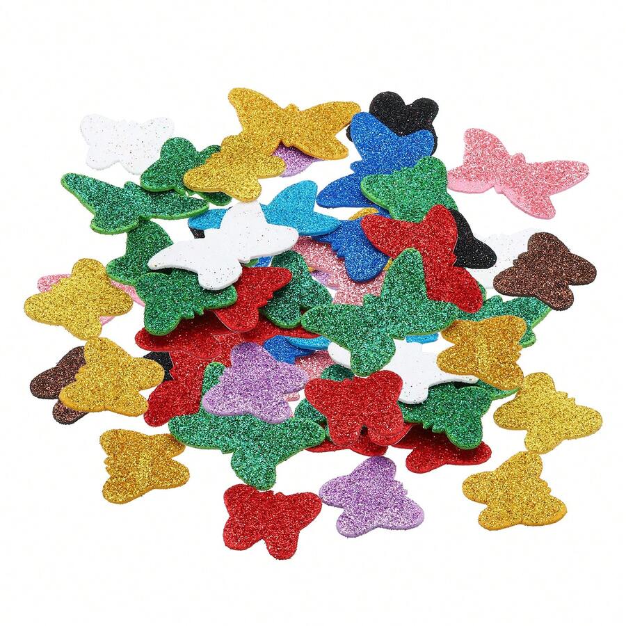 Foam Stickers, EVA Self Adhesive Glitters Foam Shape Sticker Craft Supplies For Scrapbook Card DIY Making Home Decor - Butterfly Style 60Pcs - View 1