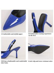 女士尖头小猫跟一脚蹬凉鞋 - 寶藍色 - 查看 9