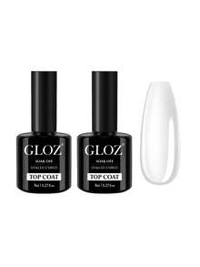 GLOZ 2瓶装凝胶指甲油封层 - 免擦拭封层，高光泽持久密封剂，适用于透明指甲油、凝胶和亚克力指甲，适合家庭DIY和美甲沙龙使用。 - 無色 - 查看 9