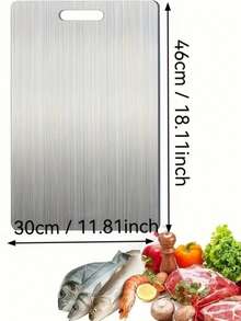 1pc Stainless Steel Cutting Board Is High Quality, Rust-Proof And Double-Sided, Can Be Used For Cutting Meat, Fruits And Vegetables,  Washable With Water, Durable, Available In A Variety Of Sizes, Suitable For Various Festivals, Home And Kitchen Use