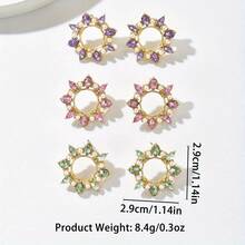 1 par de pendientes de aro minimalistas, pendientes de lujo, pendientes de estilo europeo y americano únicos para mujeres - Morado - Ver 2