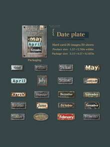 20张/包 复古数字日期压纹贴纸，适用于剪贴簿、DIY手工、相册装饰 剪贴簿用品 文具 - 彩色 - 查看 14