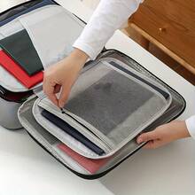 حافظة ملفات قابلة للطي بسحاب وقفل من 3 طبقات، منظم وحافظة سفر آمنة للمستندات الخاصة، حقيبة تخزين للأشياء الثمينة المنزلية، مناسبة لتخزين الأجهزة اللوحية والمستندات والشهادات والشارات وما إلى ذلك.