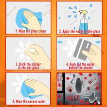 Halloween Window Clings 7 Sheets 43 PCS Double Side Halloween Window Stickers Removable Glass Decals For Halloween Window Decorations Indoor