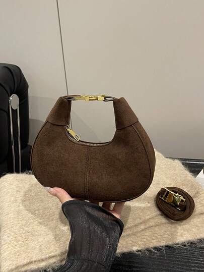 New Fashionable Luxury Chain Crescent Handbag Lipstick Pouch, Versatile Shoulder Crossbody Dumpling Bag, Matte Finish Women Shoulder Bag