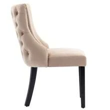 Beige Velvet 4-Leg Dining Chair With Button Tufting And Solid Wood Frame (Set Of 2) - Beige - View 6