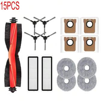 适用于机器人吸尘器 X20 Max / D109GL 的配件 - 主刷、边刷、HEPA 过滤器、拖布、尘袋替换装
