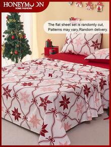 Juego de sábanas de 3/4 piezas con estampado de copos de nieve y enrejado, con sensación suave como una nube, resistente a las arrugas y al encogimiento, que incluye 1 sábana plana + 1 sábana ajustable + 1/2 fundas de almohada, sábana de bolsillo profundo, para camas de todos los tamaños, certificado Oeko-Tex