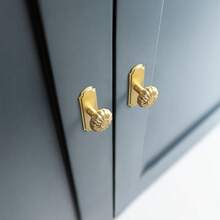 2/6个南瓜形黄铜橱柜把手/旋钮，带背板，直径1.25英寸抽屉拉手 - 銅拉絲色 - 查看 3