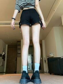 2026 Autumn/Winter European And American New Sexy Casual Jeans Shorts - Black - View 6