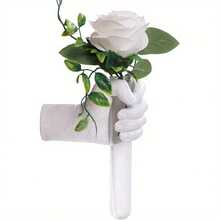 2PC Hand Vase For Flowers Sleek Elegand Design Gift Home Decor Ornament Novelty Idea With Test Tube Vase - WHITE-1 - View 7