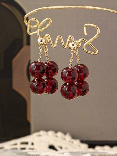 Red Retro Earrings, New Chinese Style Earrings, Luxurious And High-End