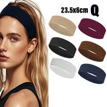 6pcs Women's Multi-Color Solid Color Sports Sweat-Absorption Headband, Running Fitness Hair Band For Protecting Forehead Casual Yoga Headband Pack Set For Women Men In Black White Grey Brown Sport Headband Pack For Women Men Athletic Hairband In Black White Grey Brown Navy Blue
