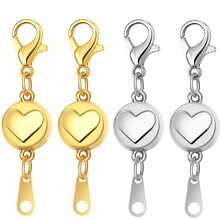 5pcs Fashion Magnetic Jewelry Clasps, Strong Magnet Necklace Clasp, Lobster Clasp, Bracelet Converter, Extension Chain, For Jewelry Making - Love Single Lobster Clasp + Stainless Steel Tag - View 2
